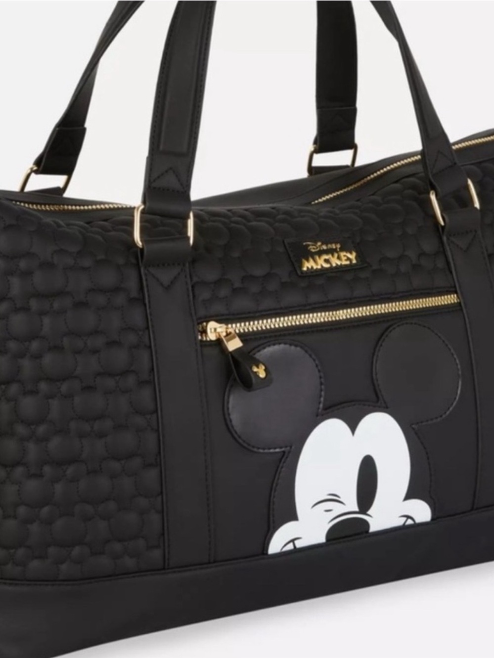 NWT Disney at Primark Black Winking Mickey Face weekender Bag - Picture 2 of 3